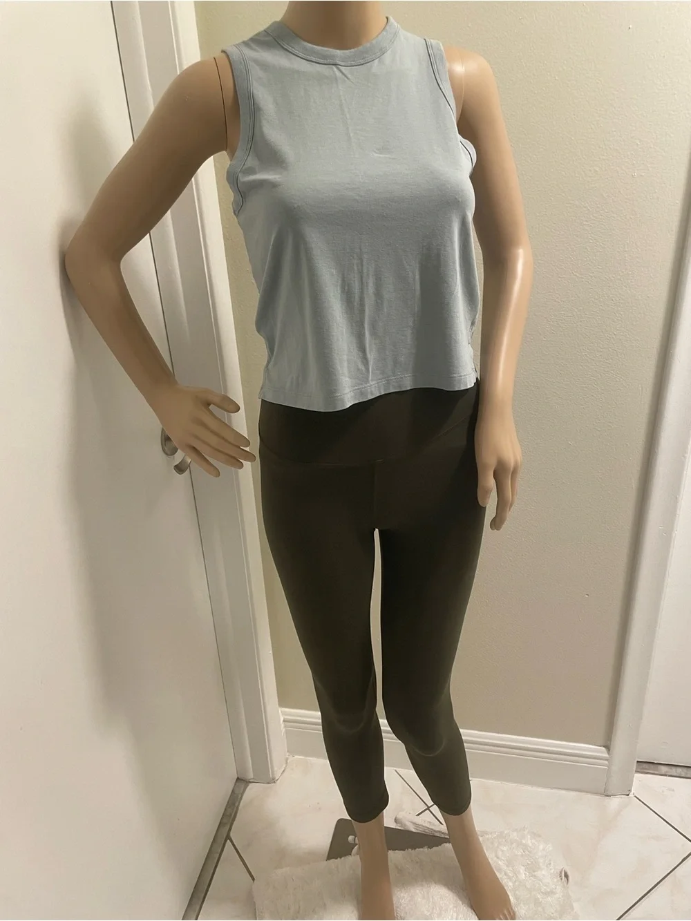 lululemon athletica Pale Blue Sleeveless Cropped Tank